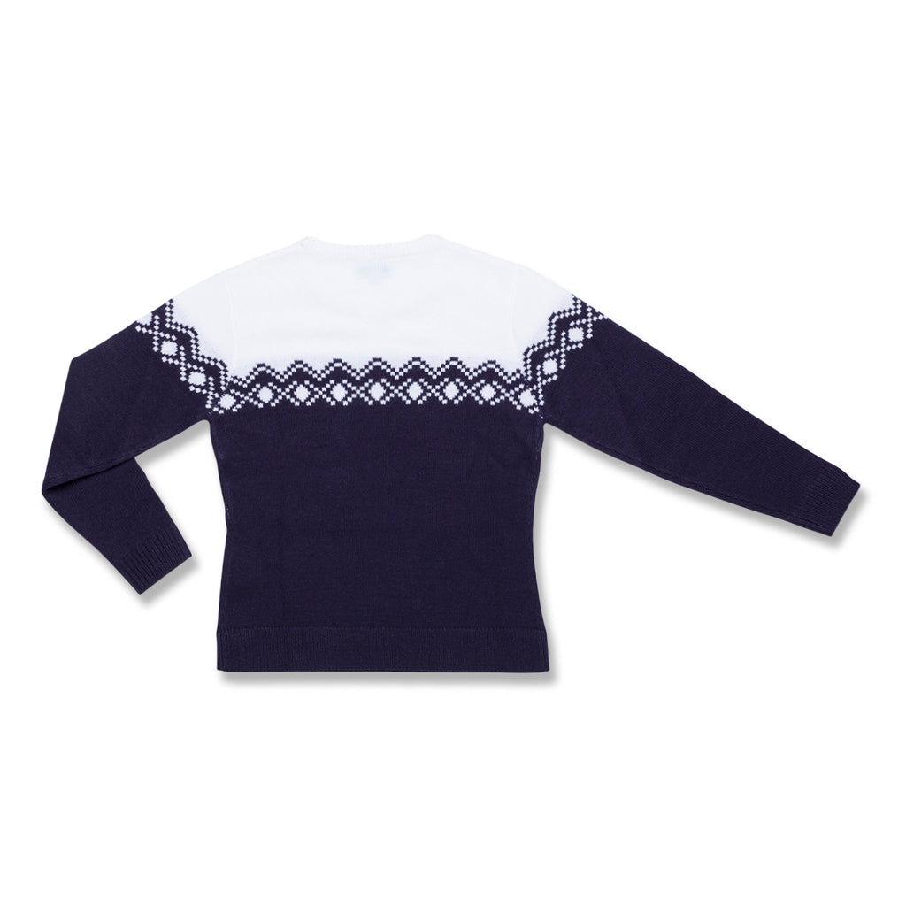 Maglione natalizio da donna blu con ricamo Merry Christmas