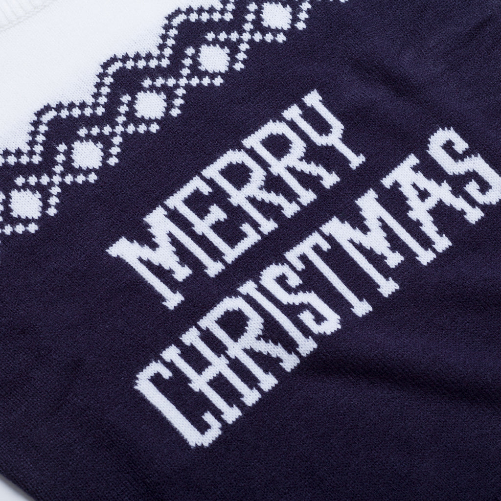 Maglione natalizio da donna blu con ricamo Merry Christmas