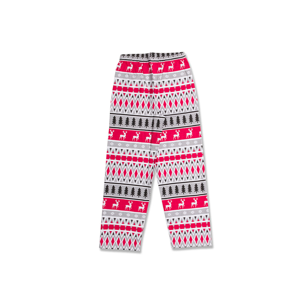 Pigiama natalizio da bambini bianco e grigio con renna ricamata