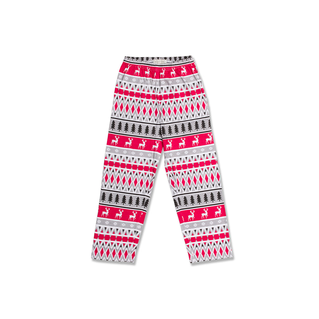 Pigiama natalizio da bambini bianco e grigio con renna ricamata