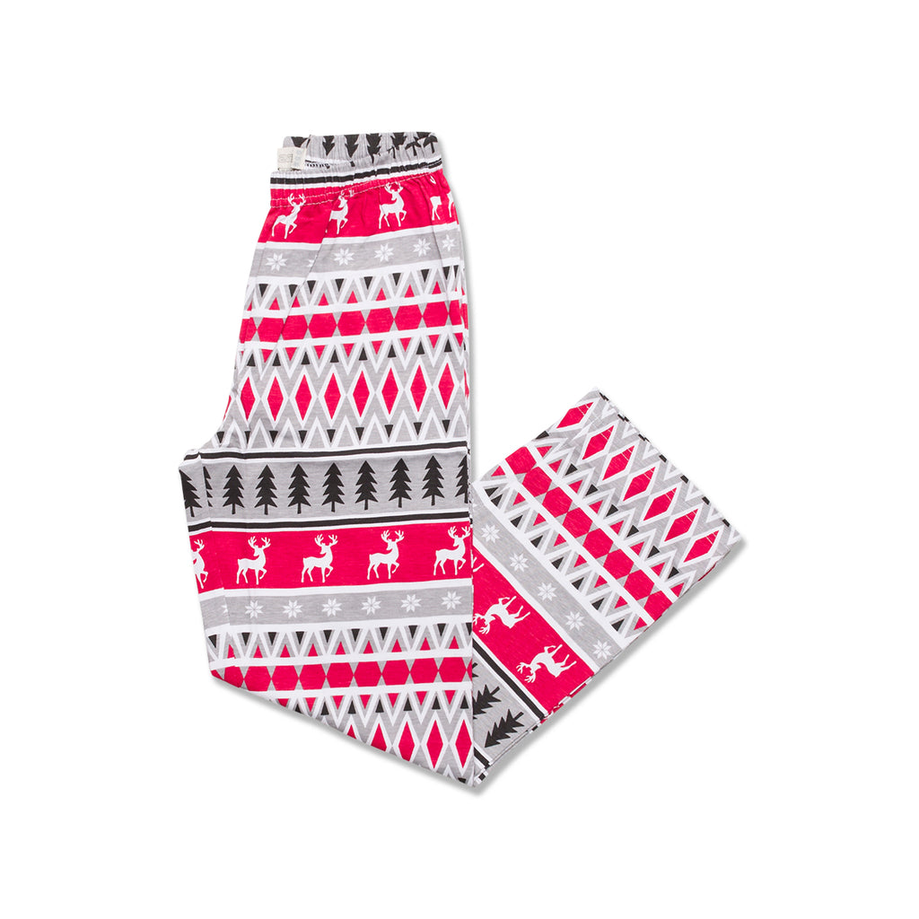 Pigiama natalizio da bambini bianco e grigio con renna ricamata