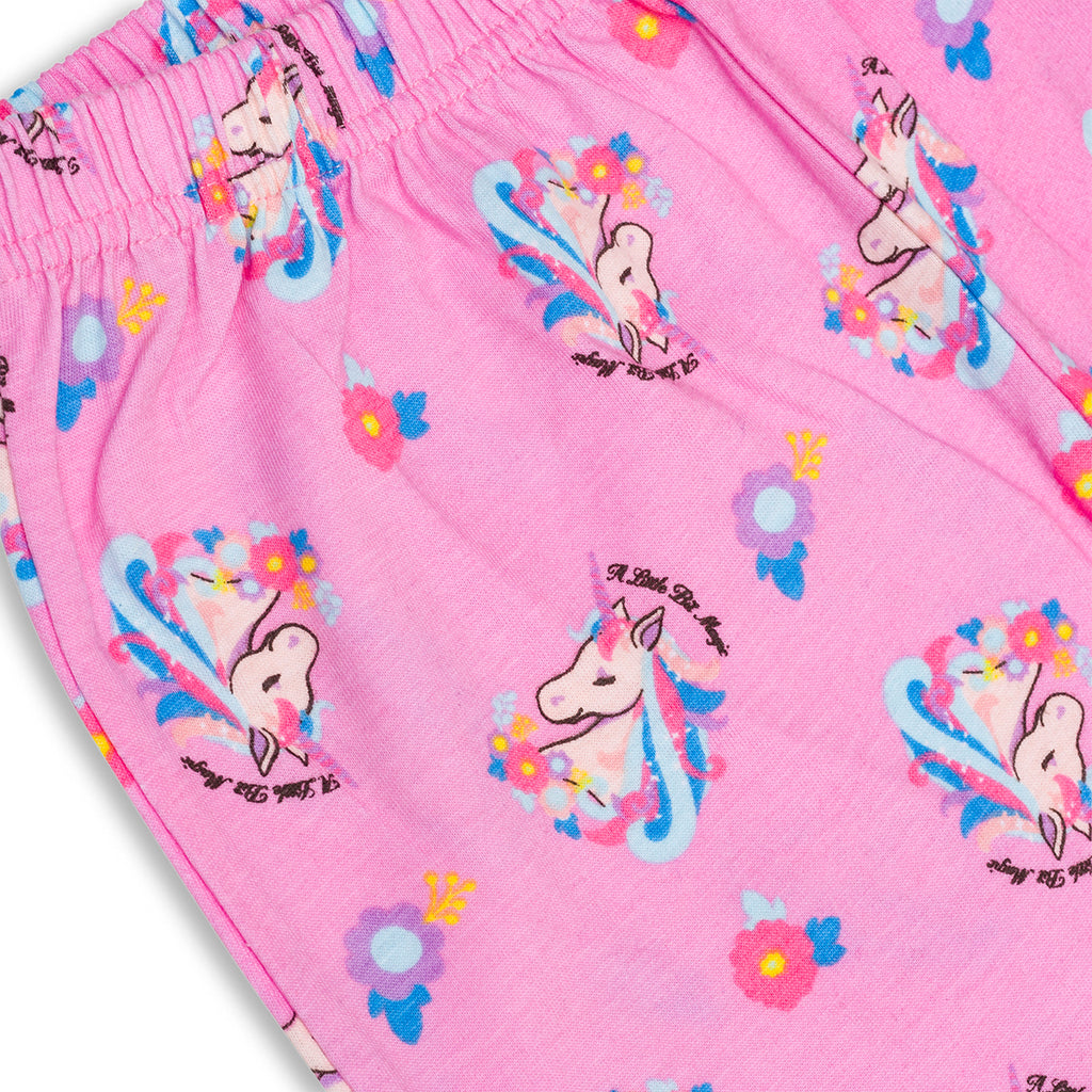 Pigiama natalizio da bambina bianco e rosa con stampa unicorno