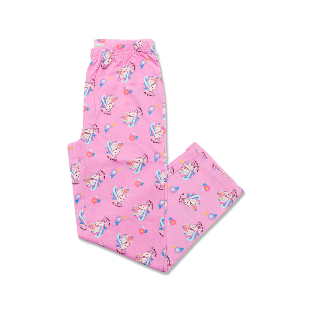 Pigiama natalizio da bambina bianco e rosa con stampa unicorno