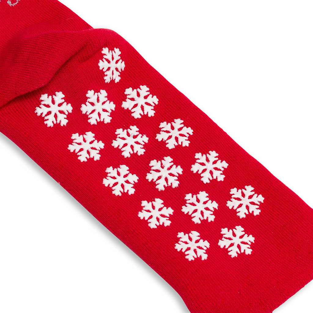 Set da 2 paia di calzini antiscivolo natalizi blu e rossi da donna con ricamo Fiocchi di Neve