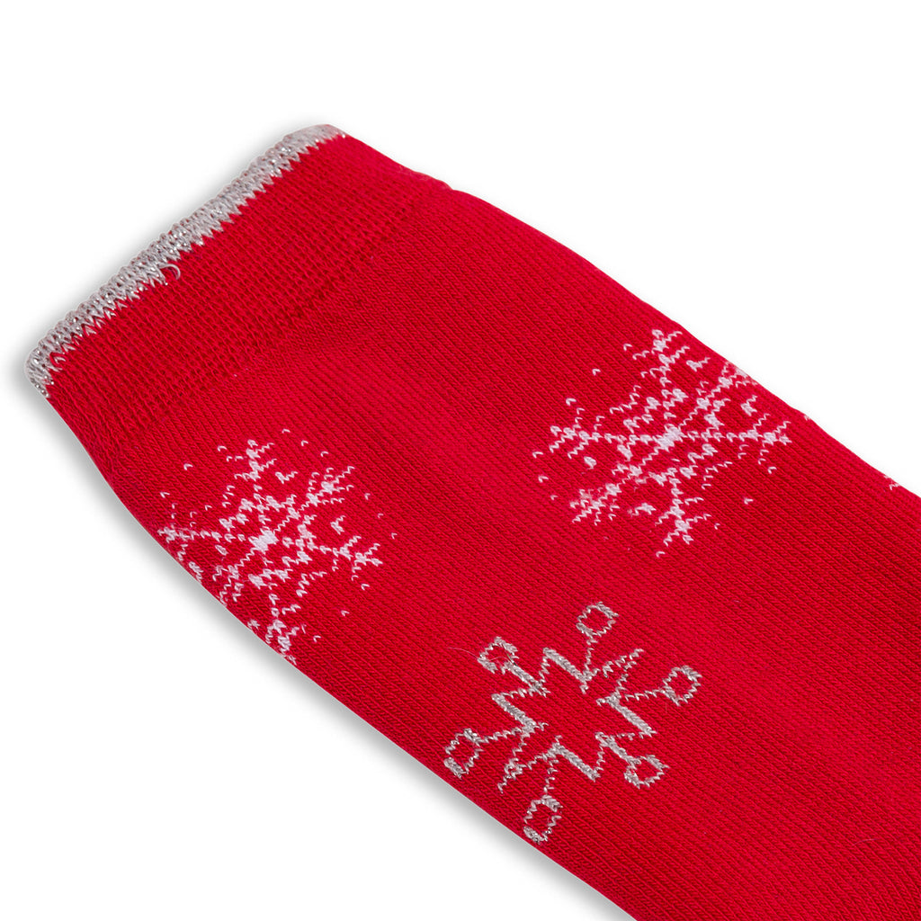 Set da 2 paia di calzini antiscivolo natalizi blu e rossi da donna con ricamo Fiocchi di Neve