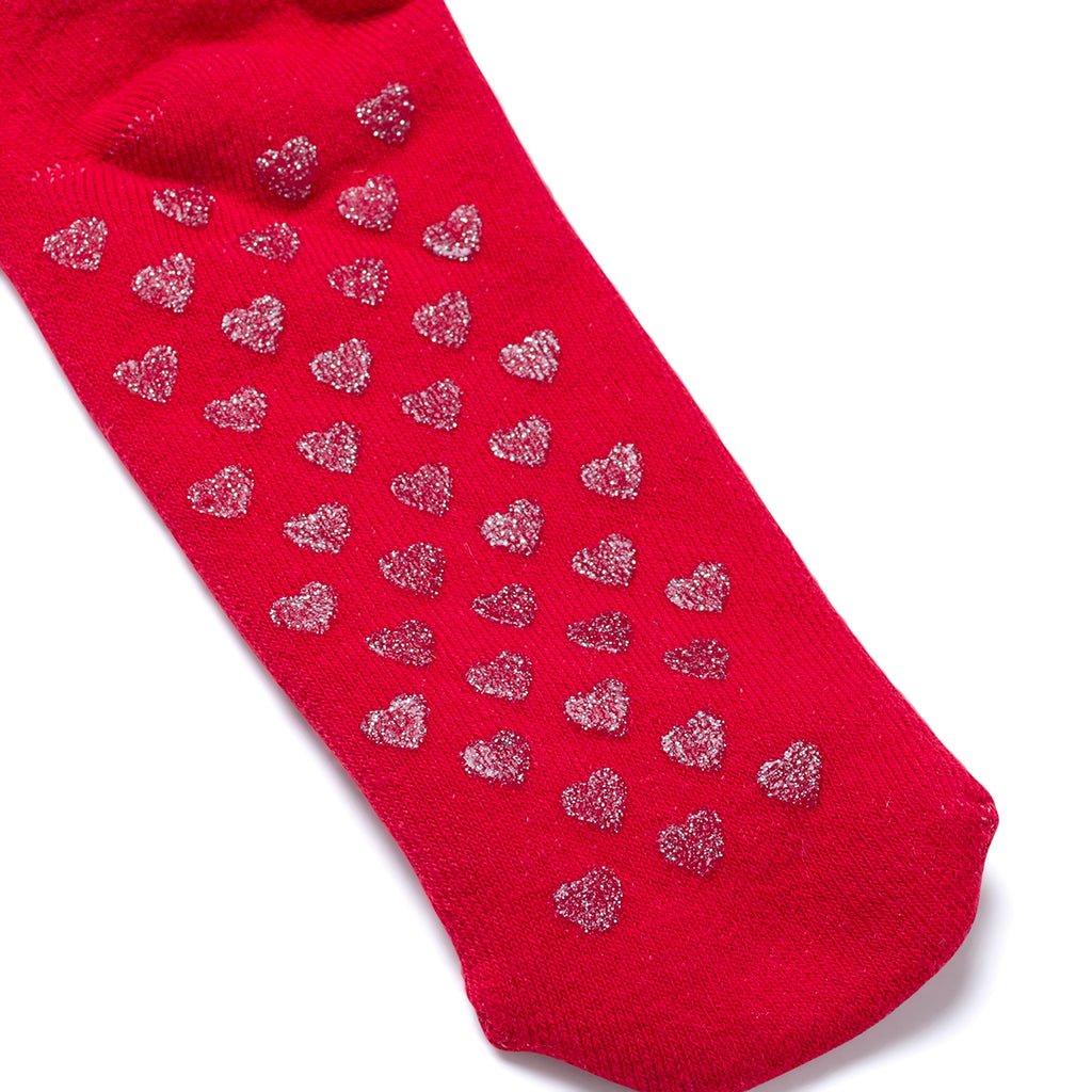 Calzini antiscivolo natalizi rossi da bambino con ricamo Renna di Natale