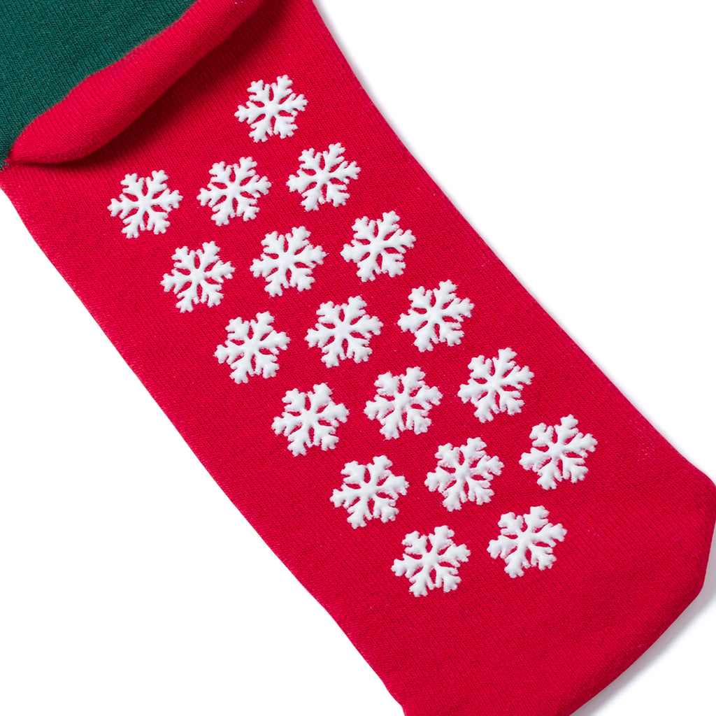 Calzini antiscivolo natalizi verdi e rossi da uomo con ricamo Babbo Natale