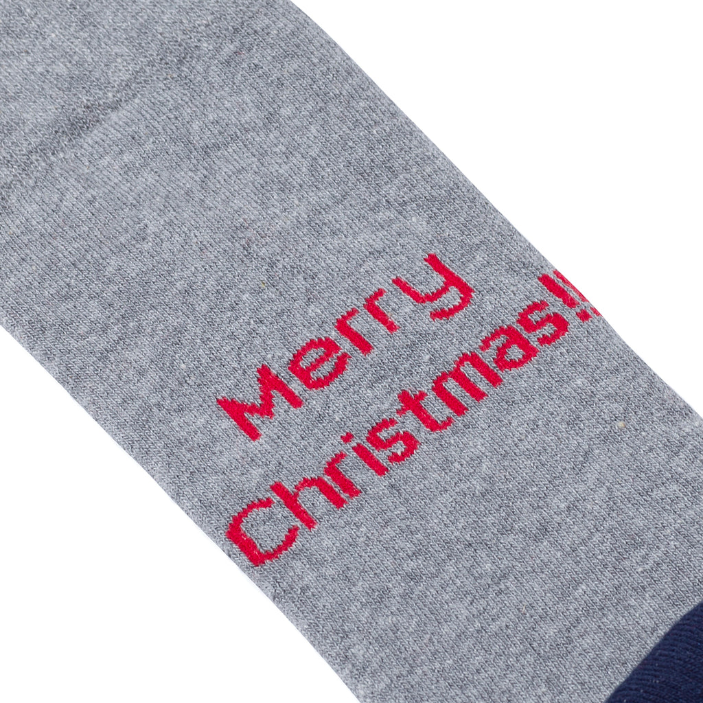 Calzini natalizi grigi e blu da uomo con ricamo Renna di Natale