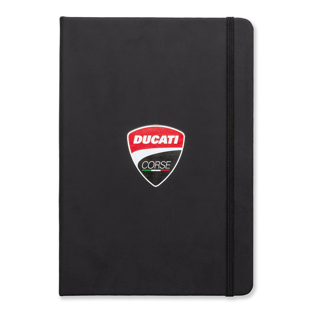 Taccuino nero grande con badge Ducati Corse