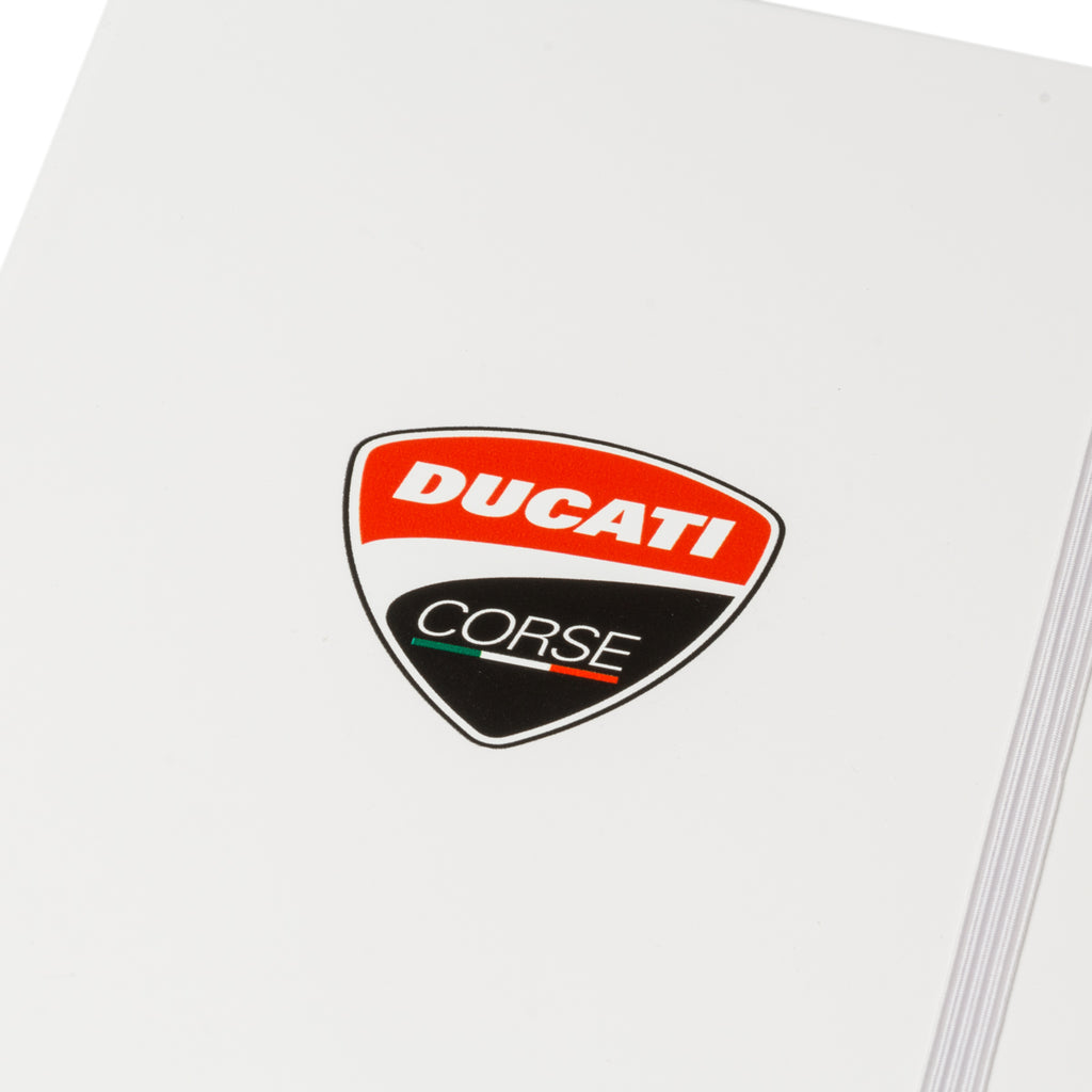 Taccuino bianco grande con badge Ducati Corse