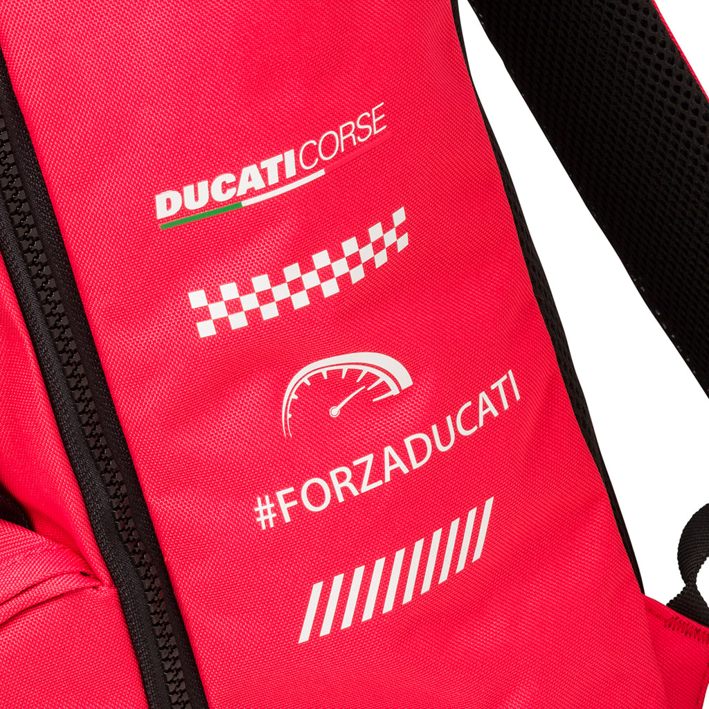 Zaino da scuola rosso con badge frontale Ducati Corse