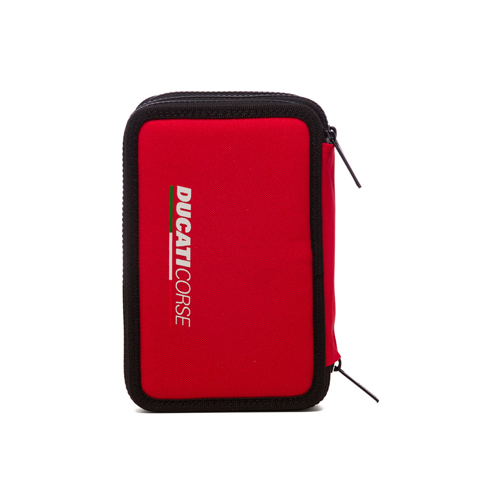 Astuccio a 3 cerniere rosso con badge Ducati Corse