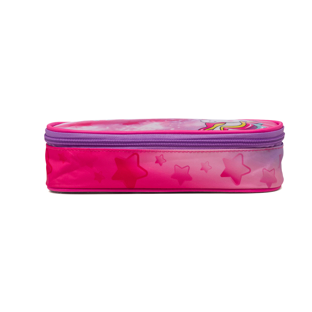 Astuccio ovale fucsia Magic Land con stampa unicorno