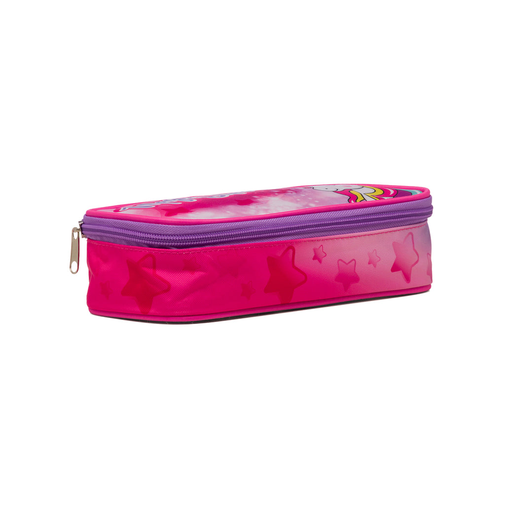 Astuccio ovale fucsia Magic Land con stampa unicorno
