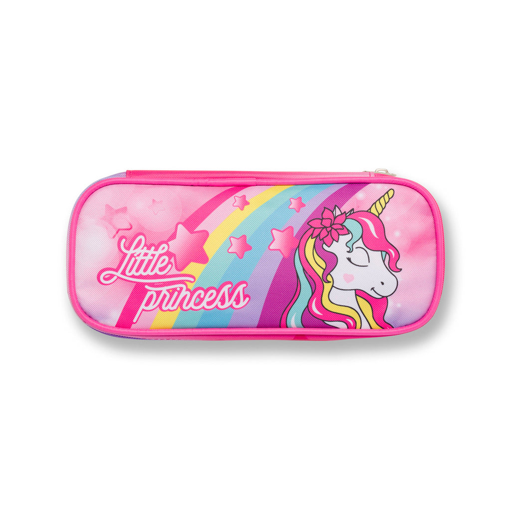 Astuccio ovale fucsia Magic Land con stampa unicorno