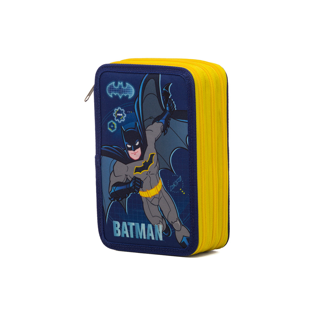 Astuccio a 3 cerniere blu con stampa Batman