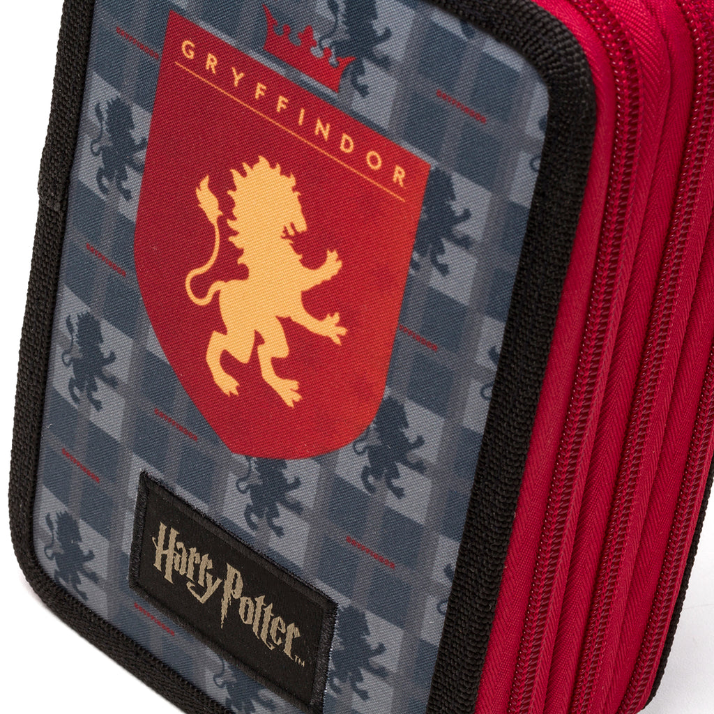 Astuccio a 3 cerniere grigio con stemma Grifondoro - Harry Potter