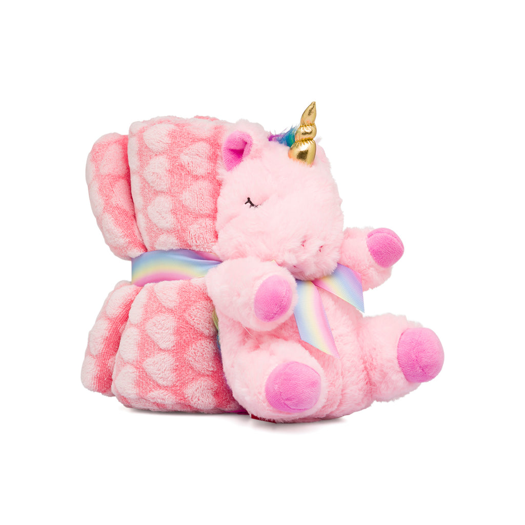 Coperta rosa con peluche unicorno Perletti