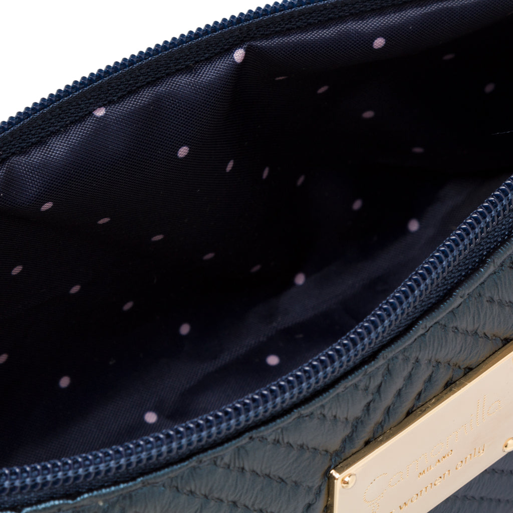 Astuccio blu da donna con chiusura a zip Camomilla Milano