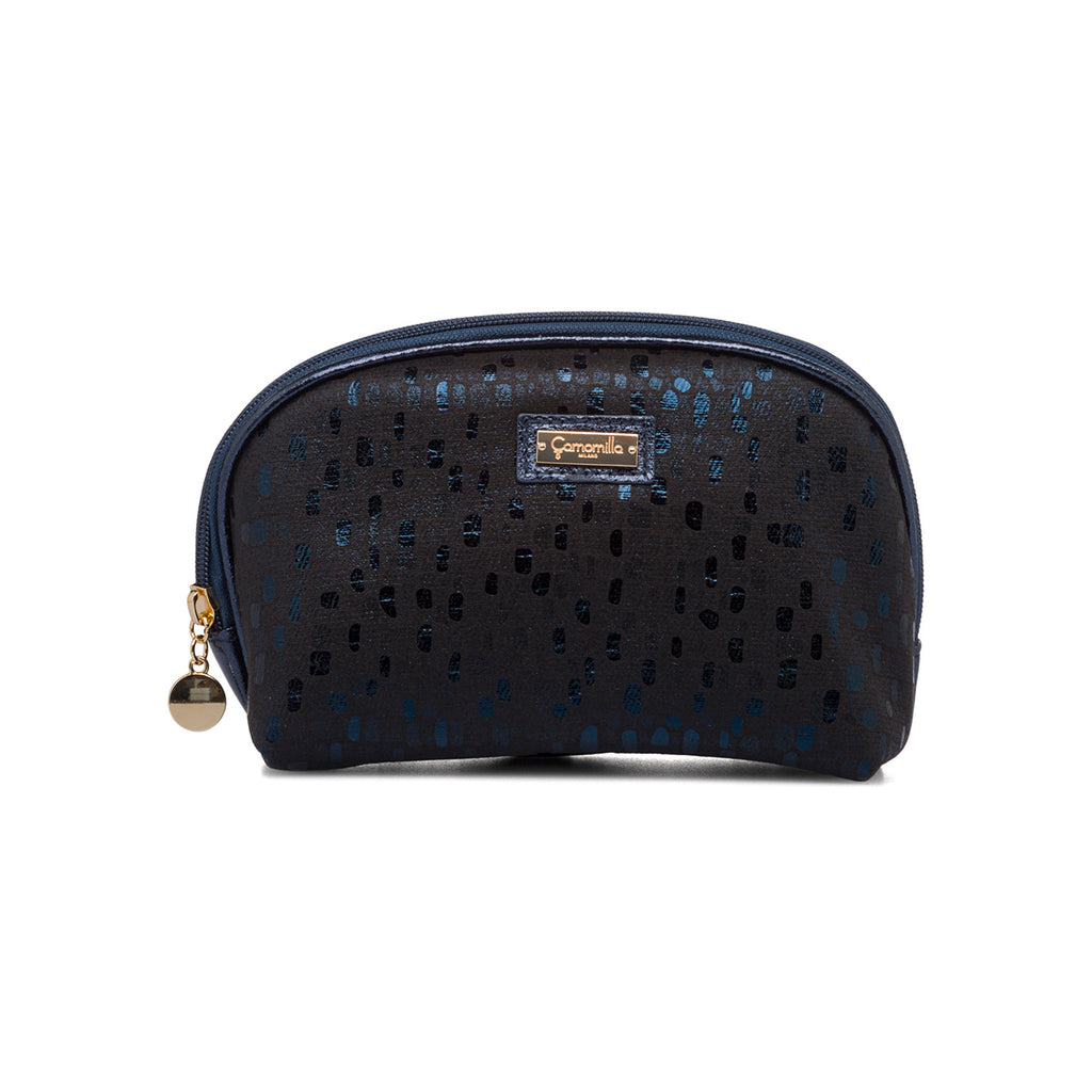 Pouch blu da donna con chiusura a zip e glitter Camomilla Milano