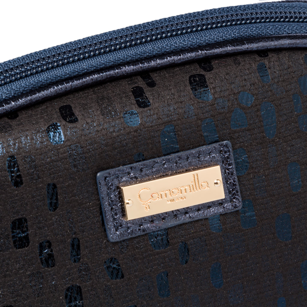 Pouch blu da donna con chiusura a zip e glitter Camomilla Milano
