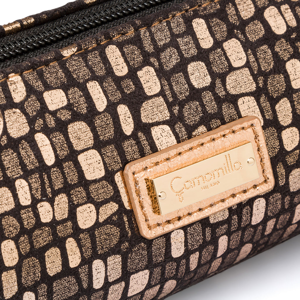 Astuccio color oro da donna con chiusura a zip Camomilla