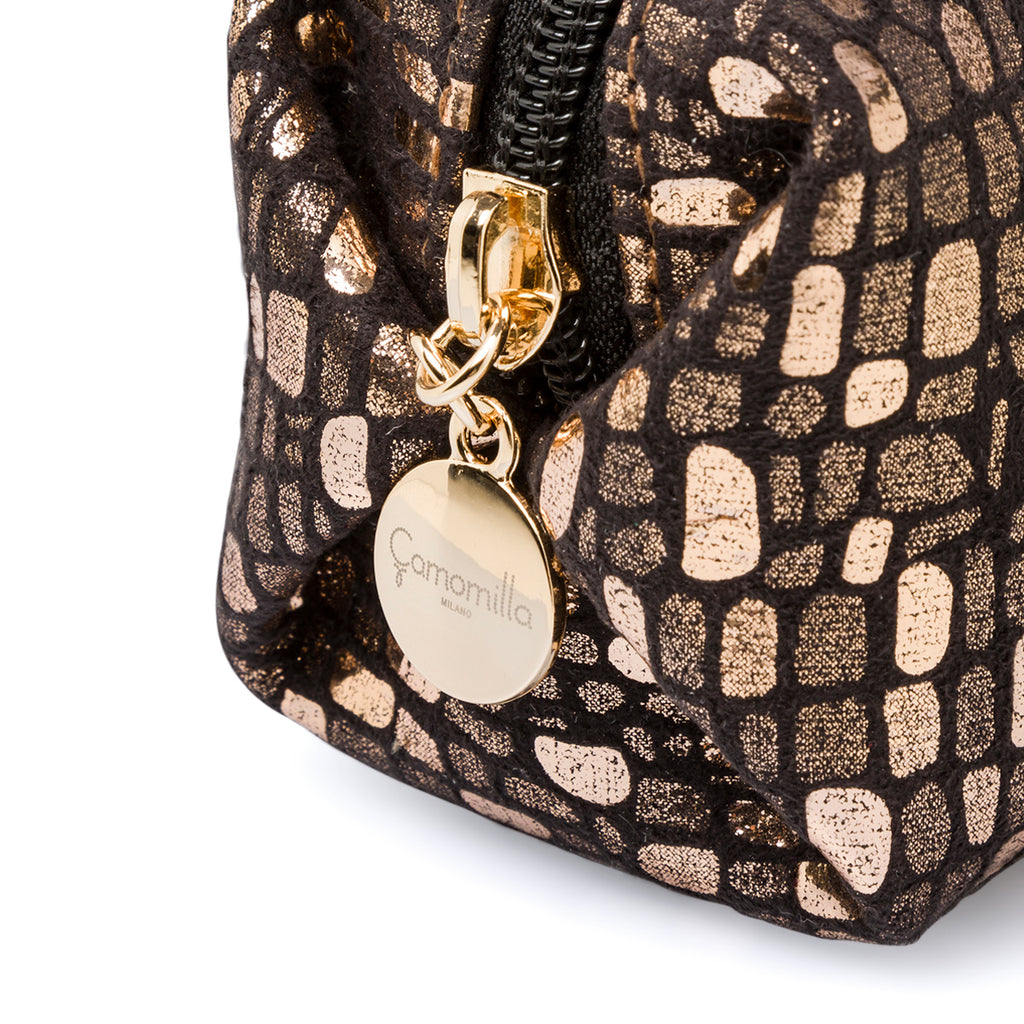 Astuccio color oro da donna con chiusura a zip Camomilla