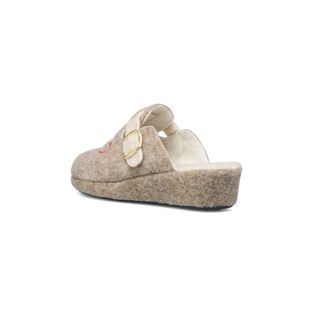 Pantofole da donna beige in tessuto Rosagialla