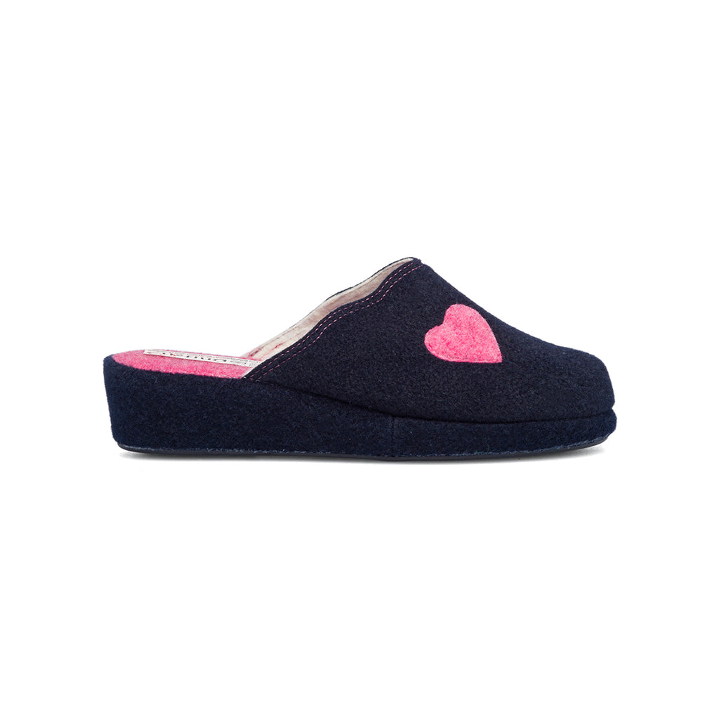 Pantofole da donna blu in tessuto Rosagialla