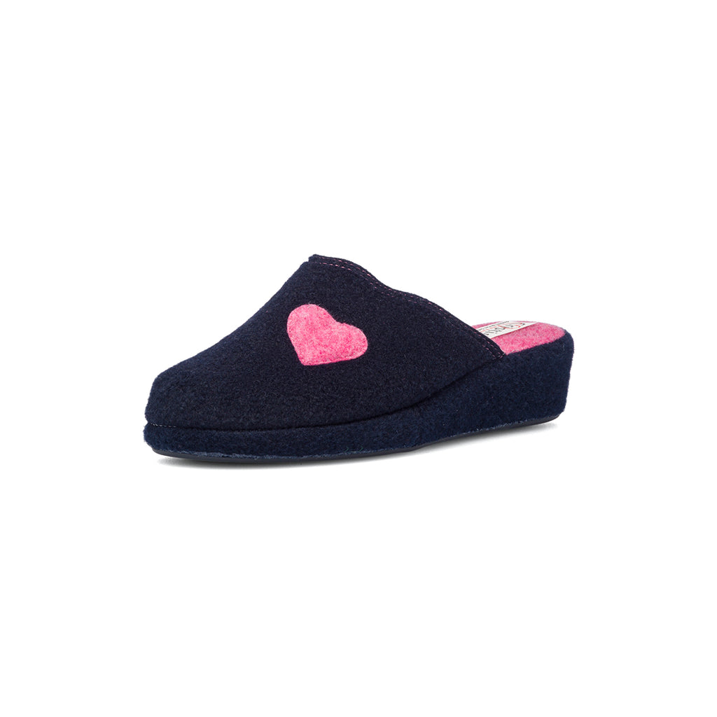 Pantofole da donna blu in tessuto Rosagialla