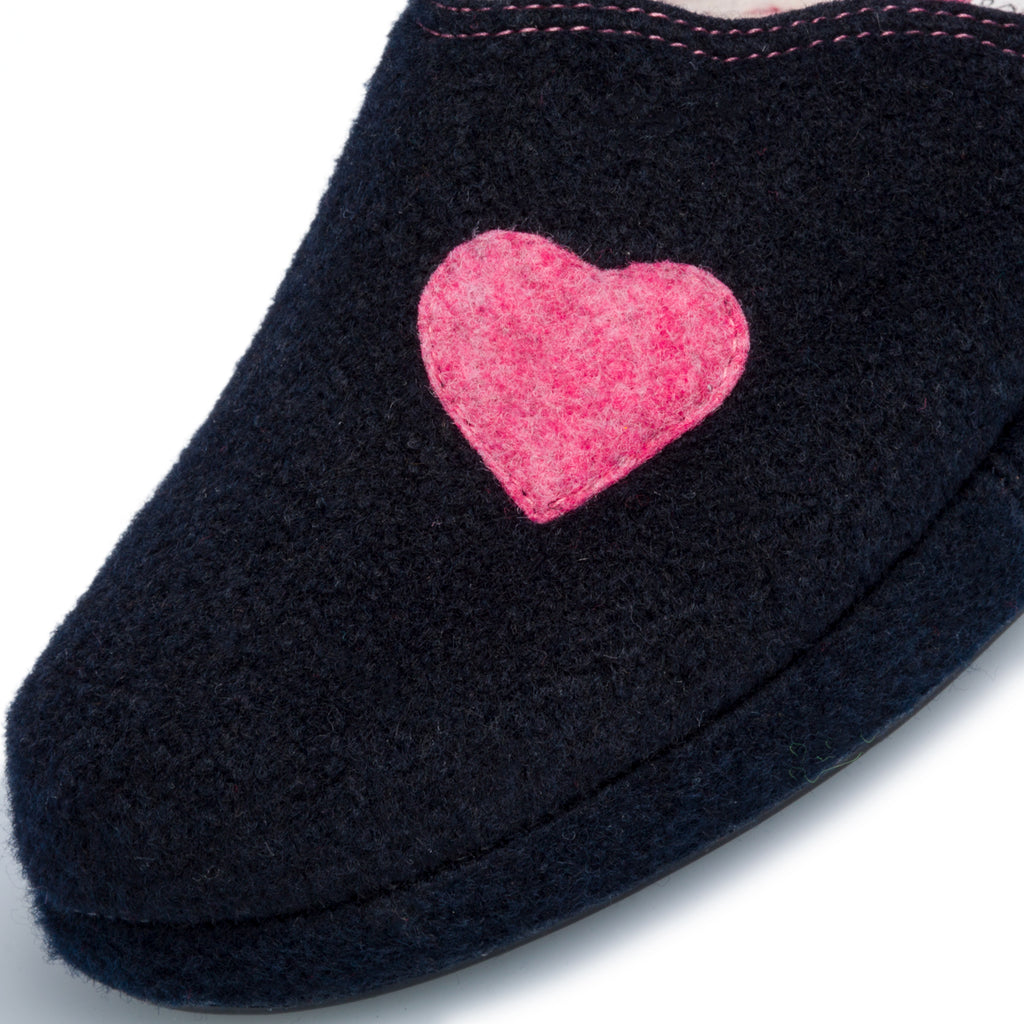 Pantofole da donna blu in tessuto Rosagialla
