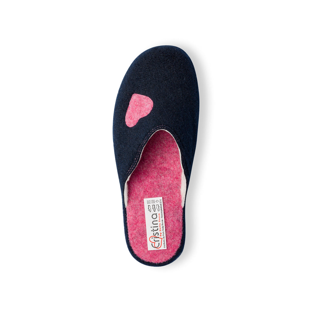 Pantofole da donna blu in tessuto Rosagialla