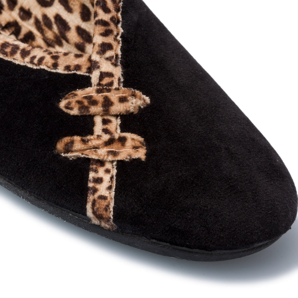 Ballerine nere in tessuto con profili animalier Annalisa Grenoble