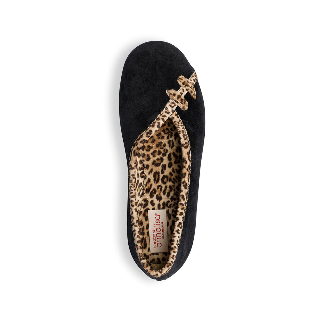 Ballerine nere in tessuto con profili animalier Annalisa Grenoble