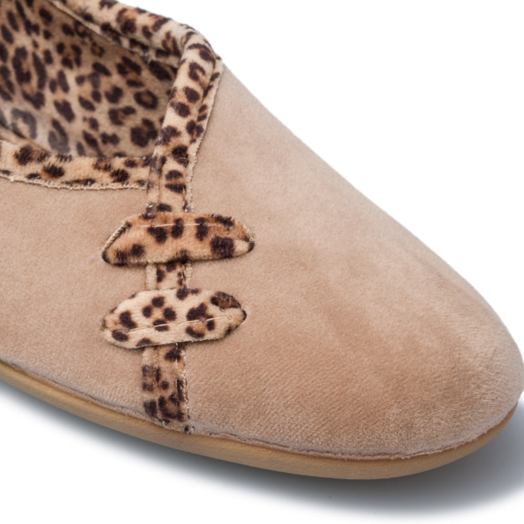 Ballerine beige in tessuto con profili animalier Annalisa Grenoble