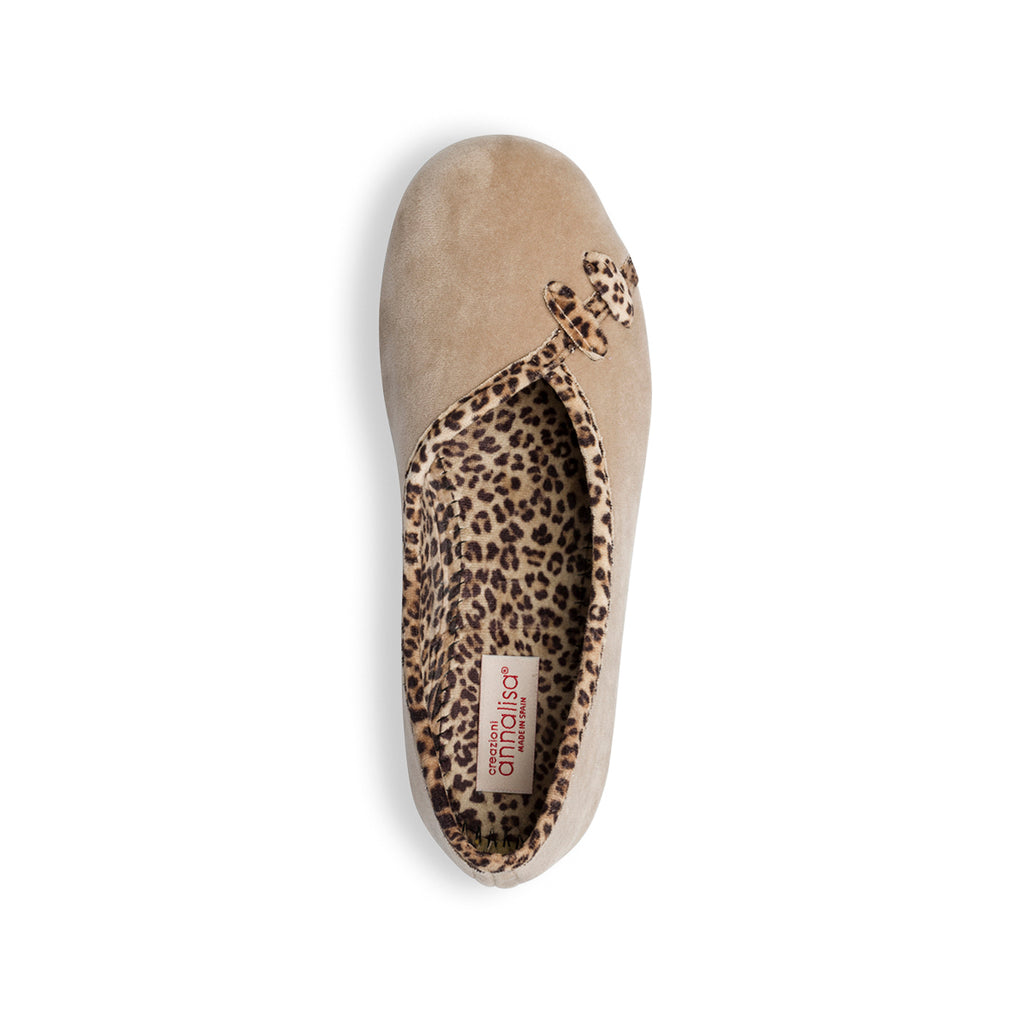 Ballerine beige in tessuto con profili animalier Annalisa Grenoble