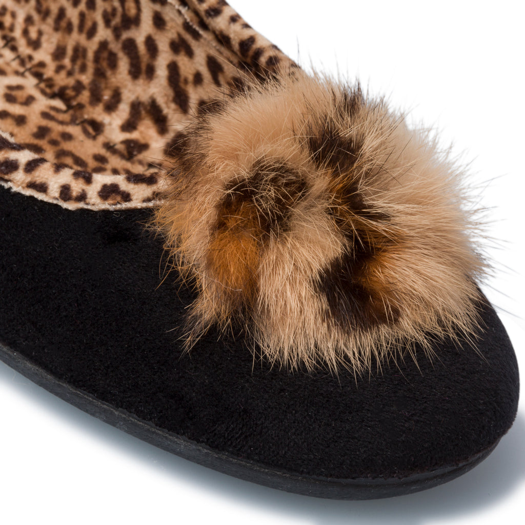 Ballerine nere in tessuto con profili animalier Annalisa Grenoble