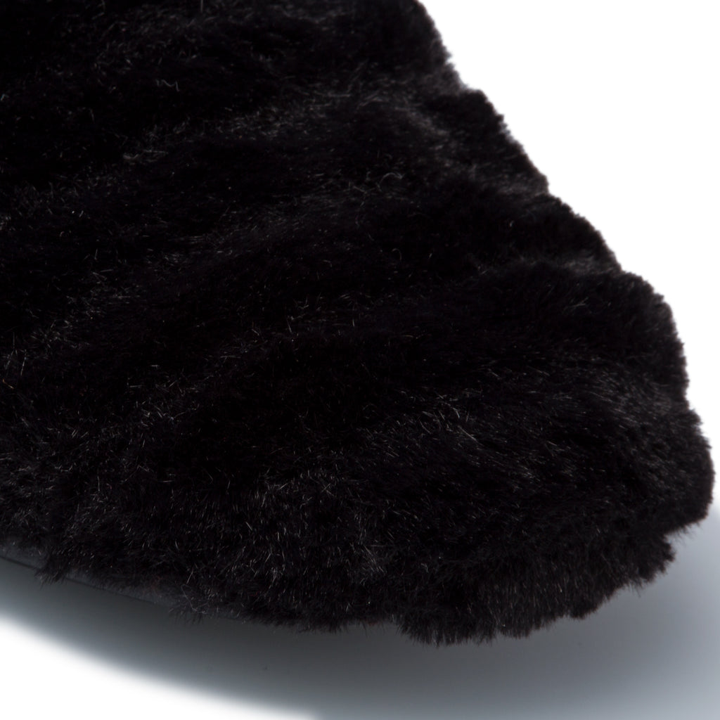 Pantofole da donna nere in tessuto effetto pelliccia Annalisa Sivan