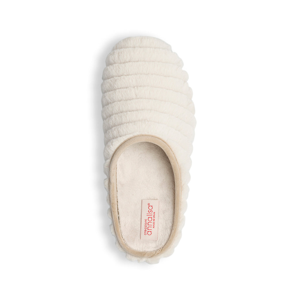 Pantofole da donna bianche in tessuto effetto pelliccia Annalisa Sivan