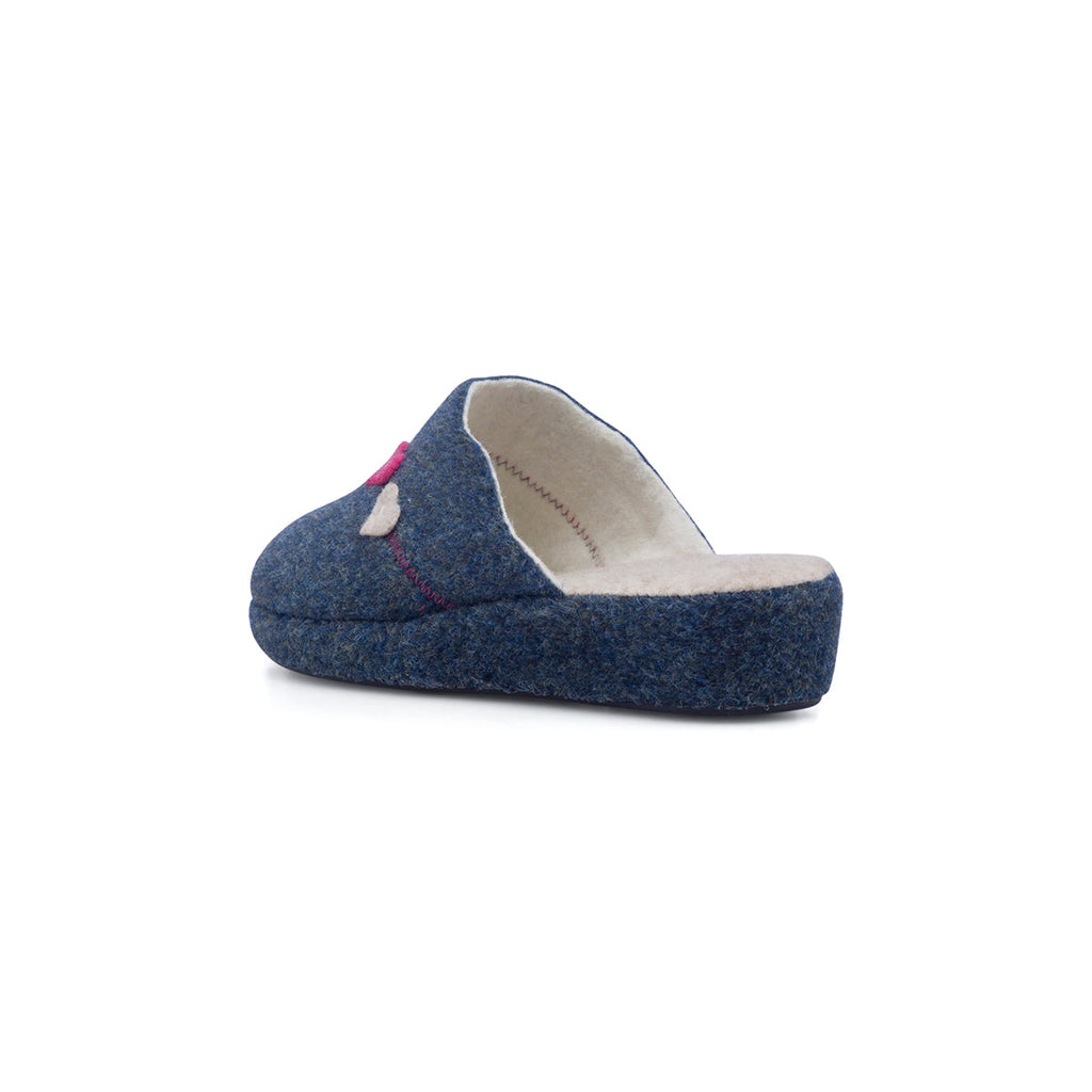 Pantofole blu in tessuto da donna con cuoricini Rosagialla