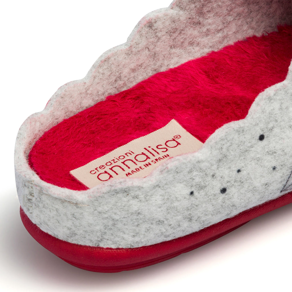 Pantofole grigie in tessuto da donna con stampa cagnolino Annalisa