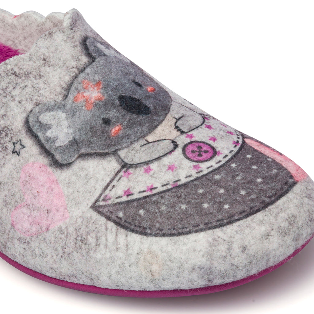 Pantofole grigie in tessuto da donna con stampa orsetto Annalisa