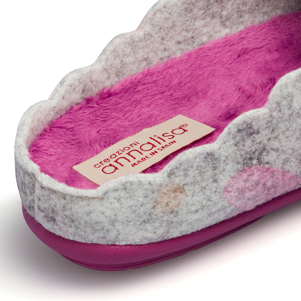 Pantofole grigie in tessuto da donna con stampa orsetto Annalisa