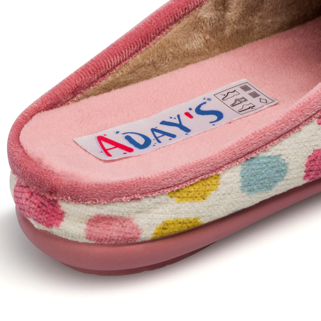 Pantofole beige e rosa in tessuto da donna con stampa gattino Aday's