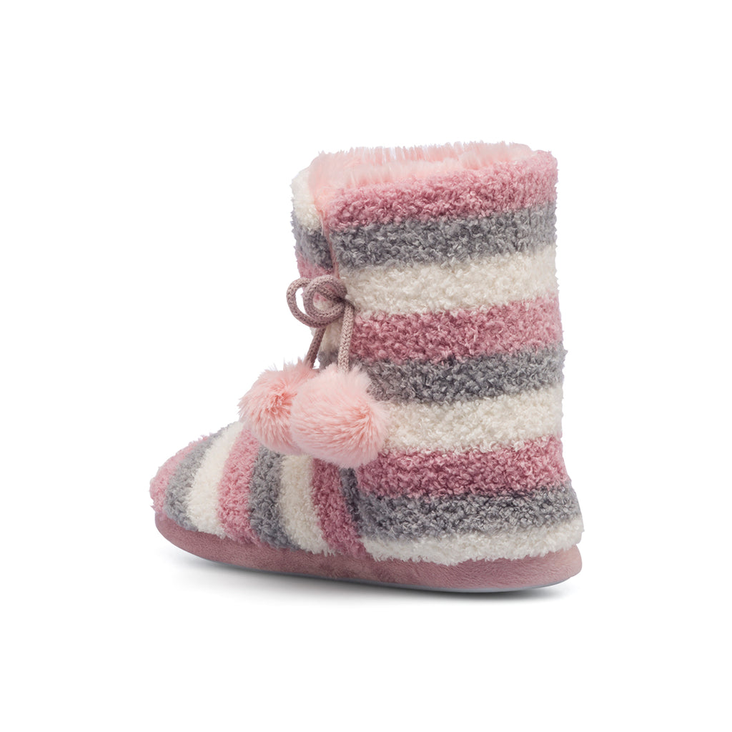 Pantofole da donna grigie e rosa con ponpon Feetty