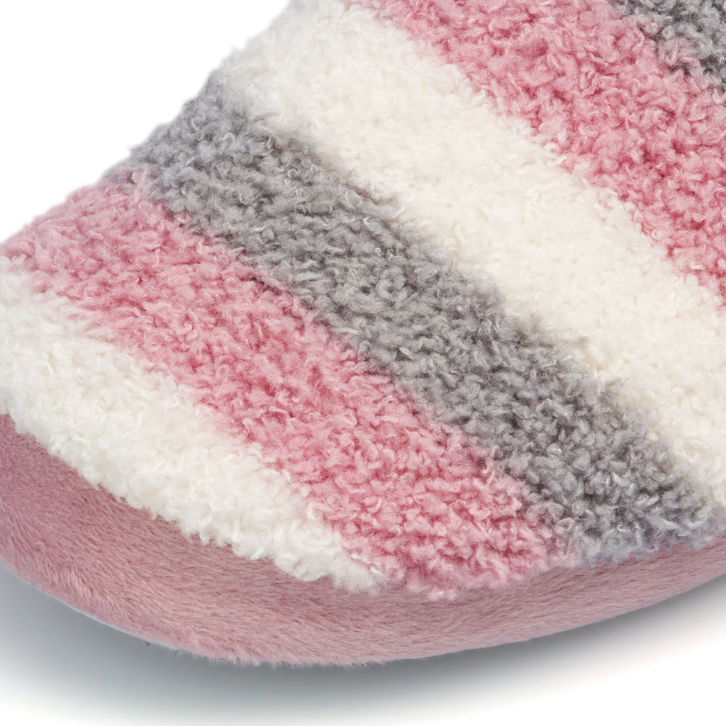 Pantofole da donna grigie e rosa con ponpon Feetty