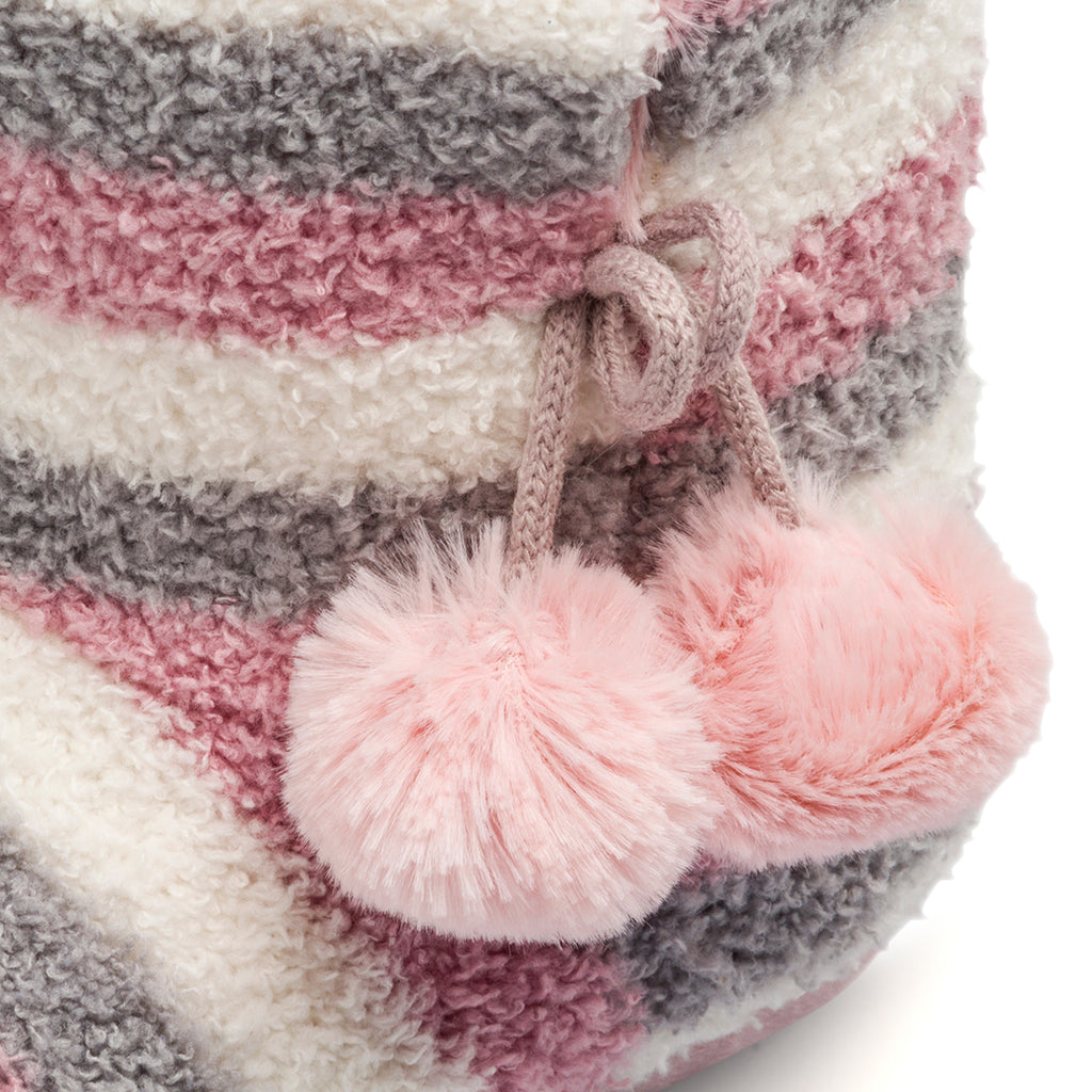 Pantofole da donna grigie e rosa con ponpon Feetty