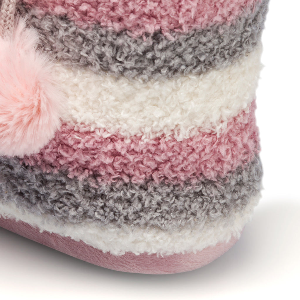Pantofole da donna grigie e rosa con ponpon Feetty