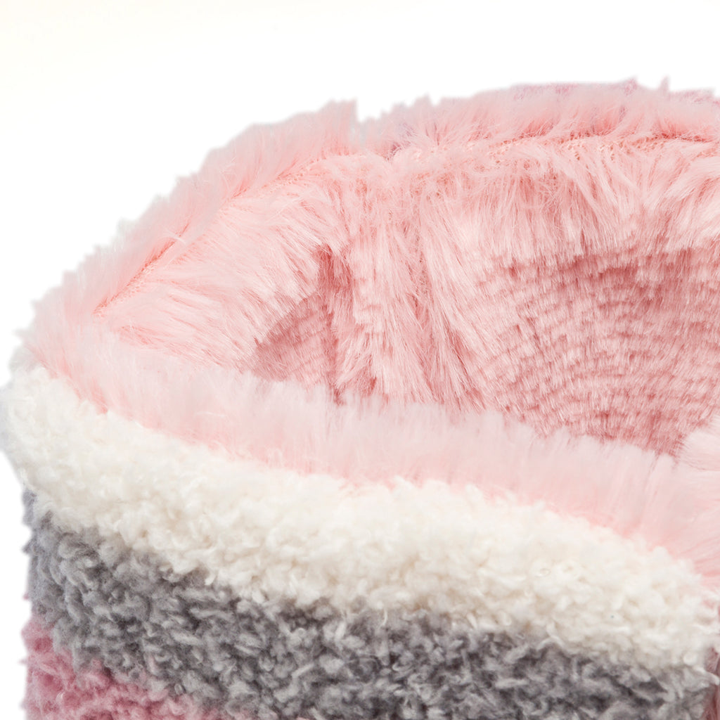 Pantofole da donna grigie e rosa con ponpon Feetty