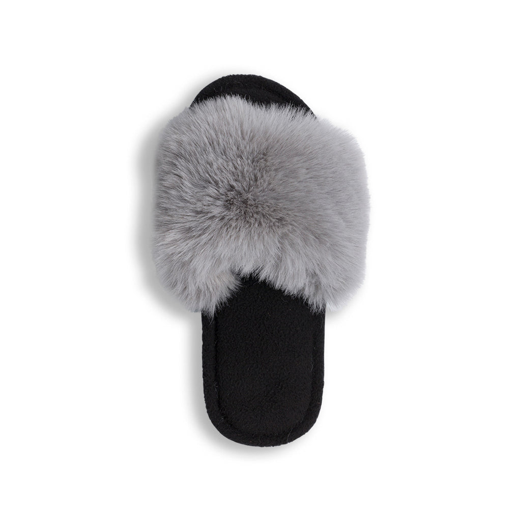 Pantofole grigie da donna in pelliccia sintetica Lora Ferres